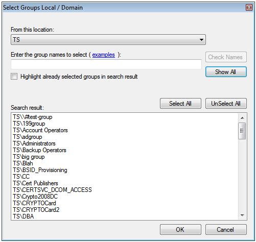 Only one group filter option is valid at any given time, it cannot overlap with another group authentication exception. Default value: Everyone must use SafeNet Authentication Service.