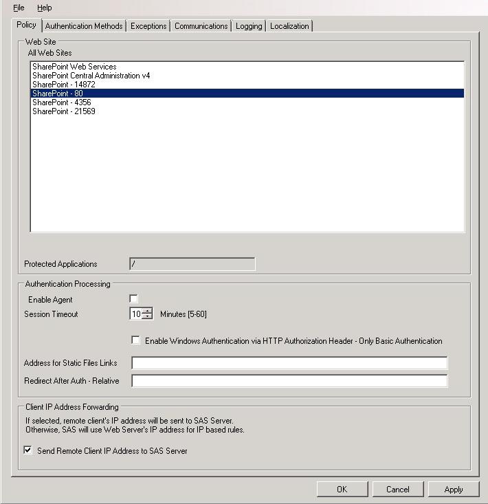 Enabling the SAS Agent for SharePoint The following instructions are required for the basic configuration of the agent.