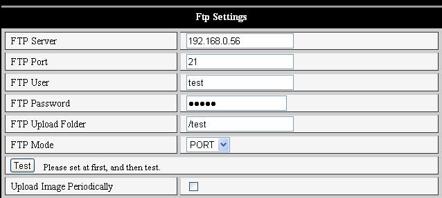 3.3.3 FTP Service Settings http://www.avacomtech.com Figure 19 FTP service settings When configured and in the alarmed state, the camera will snap and send an image to the configured FTP server.