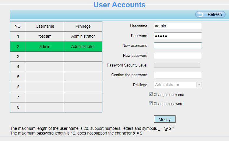 the old password and the new password, lastly click modify to take effect. Figure 4.