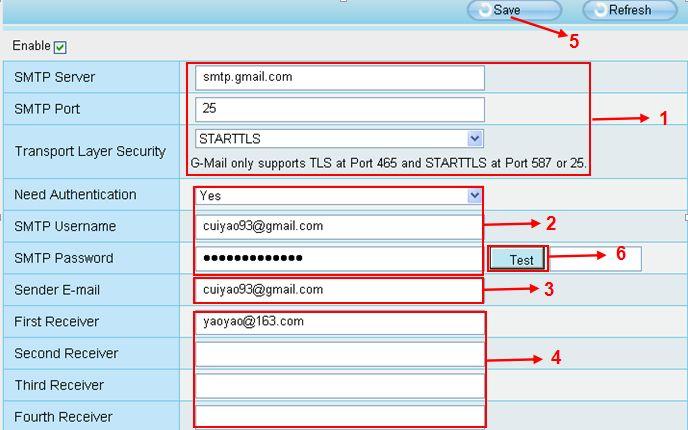 Figure 4.35 1-----SMTP Server/ Port /Transport Layer Security Enter SMTP server for sender. SMTP port is usually set as 25.