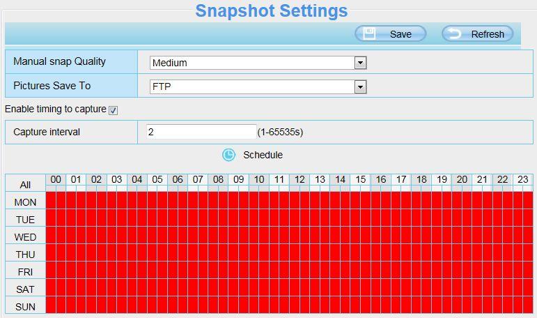 4.5.4 Snapshot Settings On this page you can set the snapshot pictures image quality and the storage path. Figure 4.45 Image Quality: Low, Middle and High.