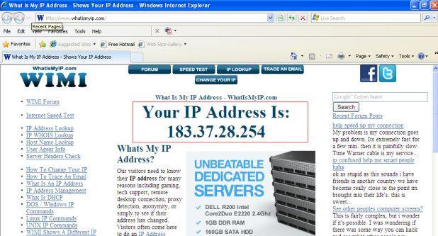 To obtain your WAN IP address, enter the following URL in your browser: http://www.whatismyip.com.the webpage at this address will show you the current WAN IP. Figure 2.