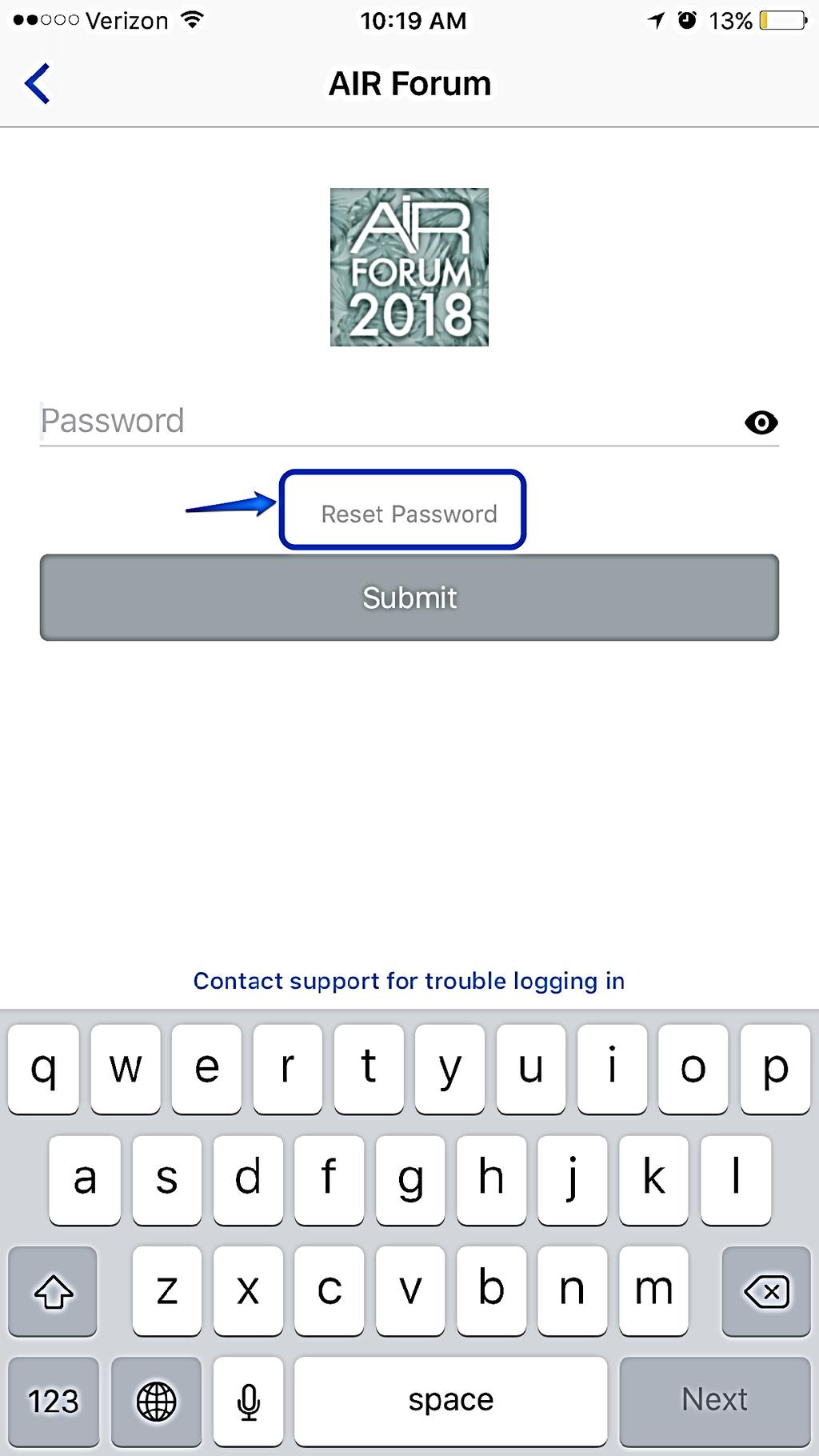Lost/Forgotten Password mobile app 1. If you would like to reset your existing password: 1.