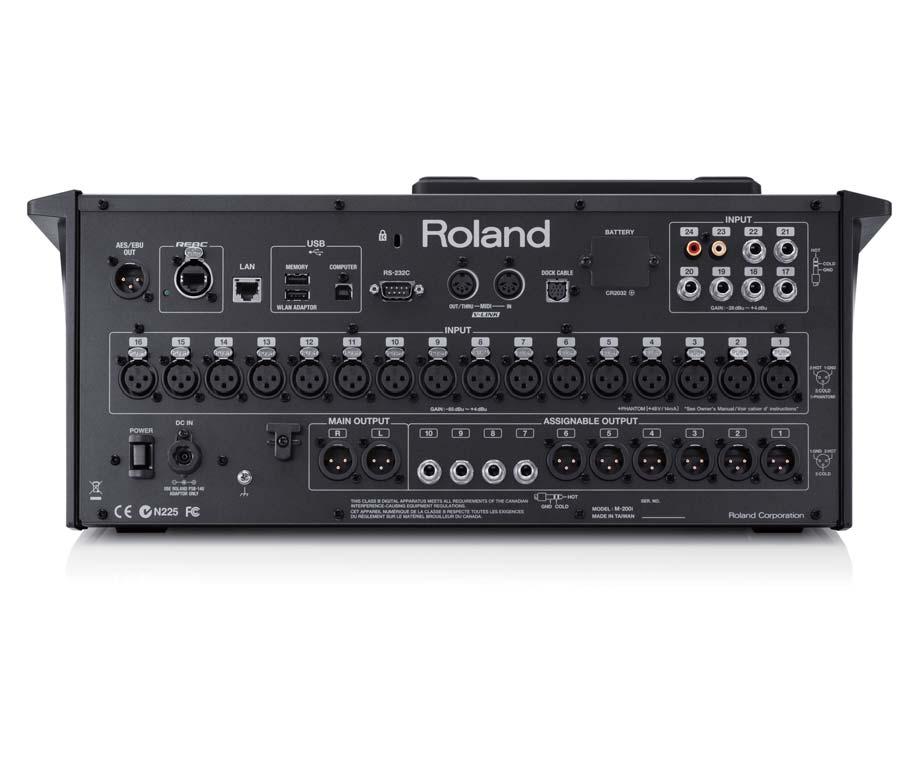 24x12 Analog I/O that is easily expanded with REAC. 16 mic/line inputs, 8 line inputs, 2 main outputs, and 10 assignable outputs are all included in the compact body.