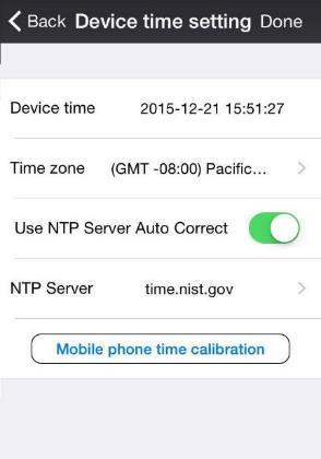 Device time displays current time Time zone choose a time zone Use NTP Server Auto Correct alternative method for synchronizing clock (advanced users).
