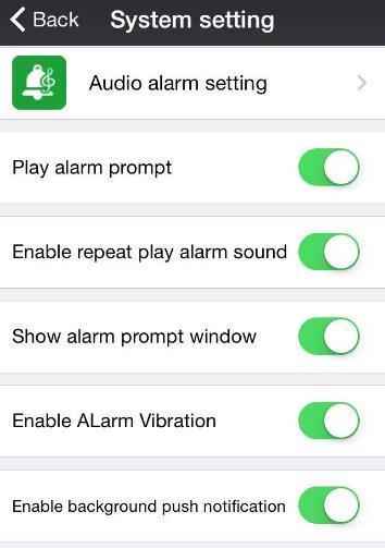 CHAPTER 1: Navigating the Mobile Application ABOUT: HOW TO USE THIS PAGE System setting o Audio alarm setting Choose 3 different alarm settings o o Play alarm