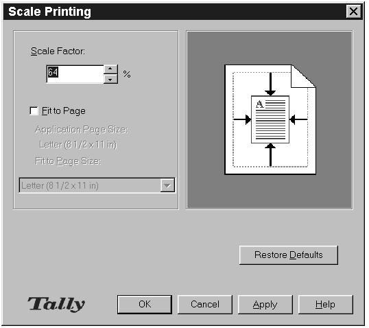 Click the Job Finishing tab and then Scale Printing... in the Layout Options area and select Fit to Page In the Scale Printing dialog box (A). 3.