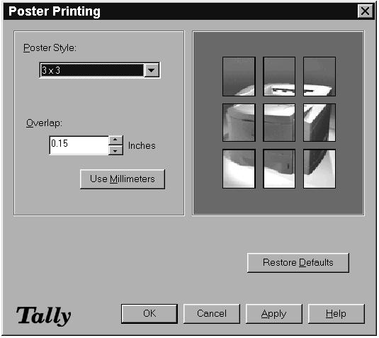 POSTER PRINTING Poster printing allows you to print a single-page document onto 4, 9, 16