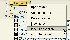 Inserting a Transaction in a Folder Right-click on the