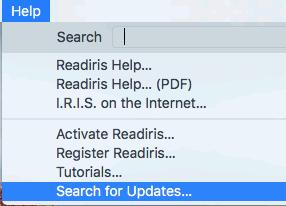 Note that an internet connection is required to complete the registration. Check for updates When you register your copy of Readiris you are entitled to free software updates.