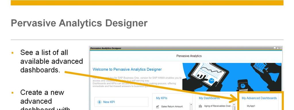 You can use the Pervasive Analytics Designer to create or edit advanced dashboards that you have created.