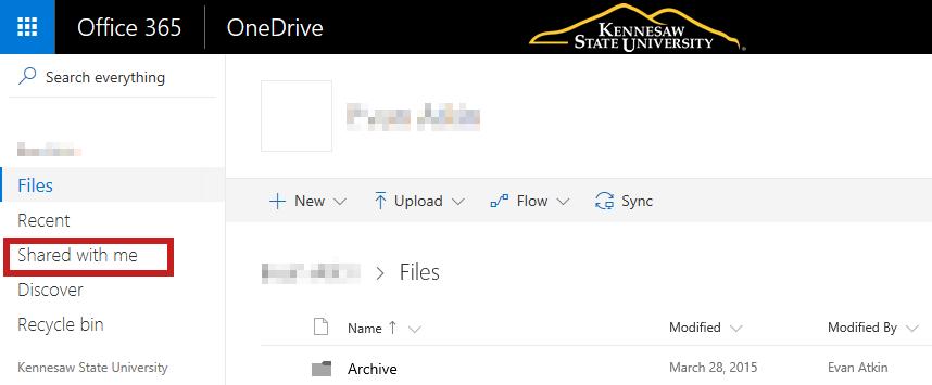 Viewing Files That Have Been Shared With You Once files have been shared with you from other individuals, you can access these files from within your OneDrive for Business account.