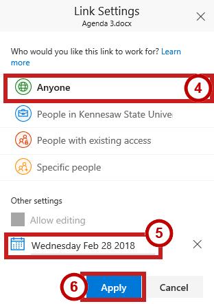 Click the drop-down to display additional options (e.g. People in KSU, or Anyone).