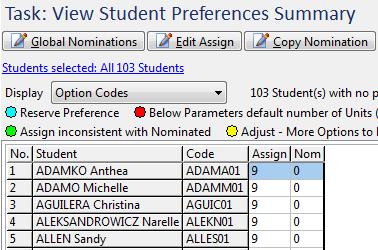 STUDENT PREFERENCE SUMMARY The Student Preferences Summary screen provides a summary of the student option choices. Open the file: C:\Users\Public\Documents\V8.