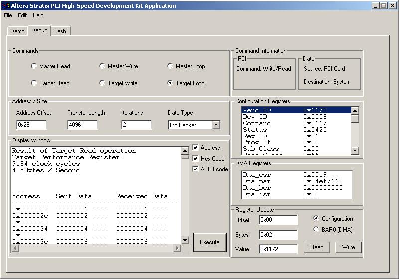 PCI High-Speed Development Kit, Stratix Professional Edition Example 5.
