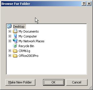 the folder browse window.