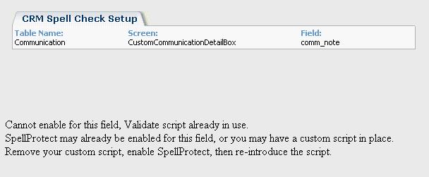 If an error of any kind occurred while enabling the spell check, you will see something similar to the following, although the specific reason for the error may be different: If this