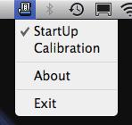 Use with Mac OS (continued) Set to launch at start up Step 1: Left-click the LightPenII icon in the menu bar. Step 2: Select StartUp so that a check mark appears next to it as shown below.