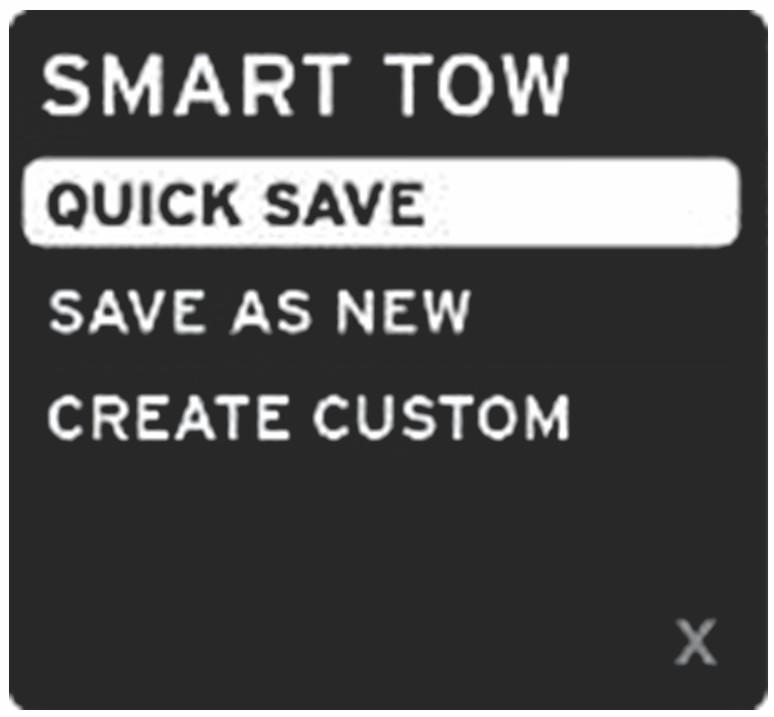 When the operator selects save and presses the enter button, the contextual data box will transition to the save options. Quick save is the default selection.