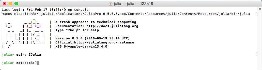 2.app/Contents/Resources/julia/ Contents/Resources/julia/bin/julia Once the Julia process has been launched, a Jupyter session can be started by
