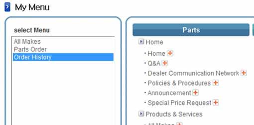 1. Access to Parts CE DOOBIZ Portal (9) 1.5. Favorites Function on DOOBIZ (2) 3.1 3. Click [+] button which you want to add on favorite menu. 3.2 3.
