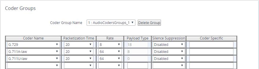 729 coder for the BroadCloud SIP Trunk. Note that the Coder Group ID for this entity will be assign to its corresponding IP Profile in the next step. To configure coders: 1.