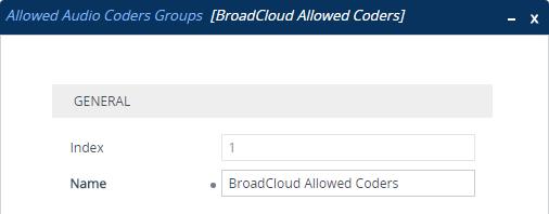Configuration Note 4. Configuring AudioCodes E-SBC To set a preferred coder for the BroadCloud SIP Trunk: 1.