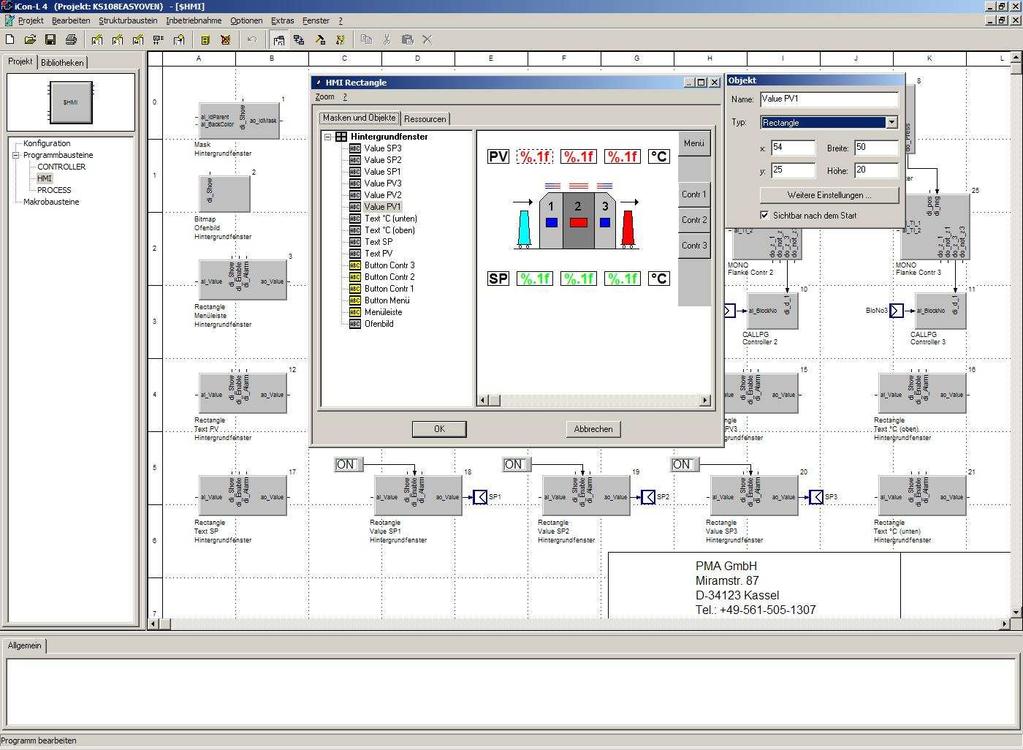 BlueDesign graphics editor BlueDesign is a PC-based graphics editor used to generate Engineerings. Various structuring aids are provided to improve layout transparency.