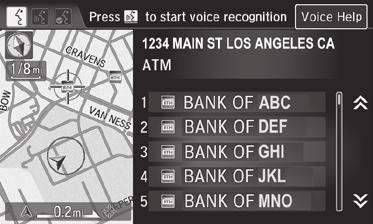 Place Category Enter a destination or point of interest using voice commands.