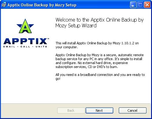 Installing Apptix Online Backup by Mozy Installing the Apptix Online Backup by Mozy Client 1.