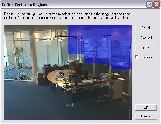 The Noise Sensitivity slider determines how much each pixel can change before it is regarded as motion. Areas in which motion is detected are highlighted in the preview image.