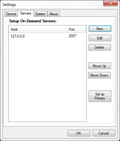 Configure Servers Settings Settings on the Servers tab allow you to add, delete, and prioritize the Uptivity WFO On- Demand Server(s) with which this client communicates.