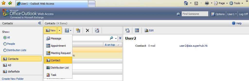 6.1 Manage contact 1 You can either click the New Contact icon in the