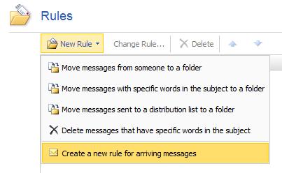 9.1 Auto-forward all emails to other email address (keep copy) Click New Rule 1 Click Create a new rule for a