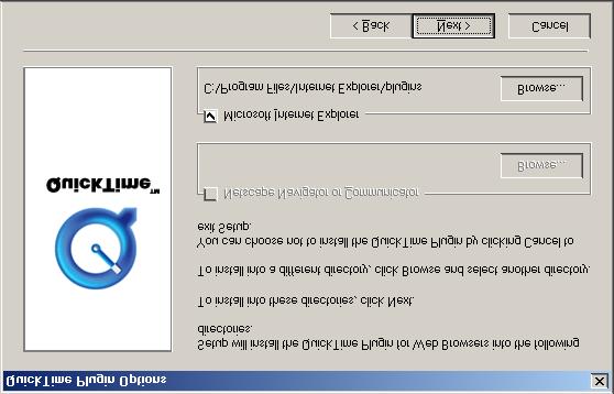 Figure 16: QuickTime Plugin Options 20. The Connection Speed screen will appear.