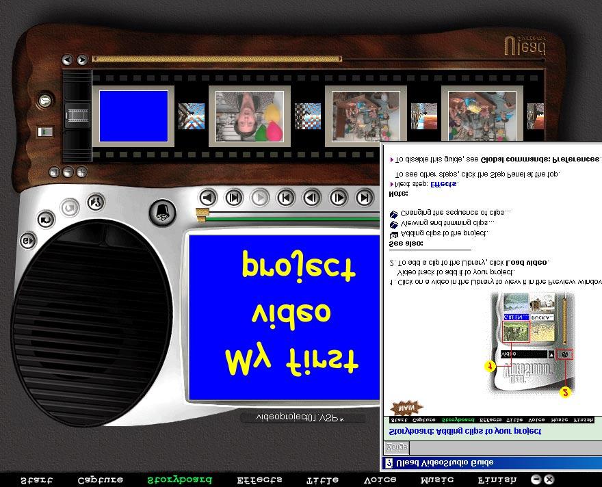 Figure 43: Ulead VideoStudio main program In the main screen above, you will see the 8 steps to making a complete video edit from Start to Finish.