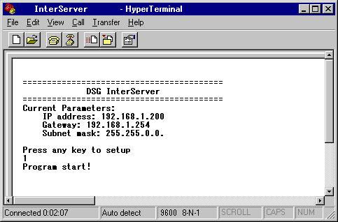 20 Chapter 2 Installing InterPBX Communication System 4. You can see the IP address from the Hyper Terminal page. You can also change the IP address here.