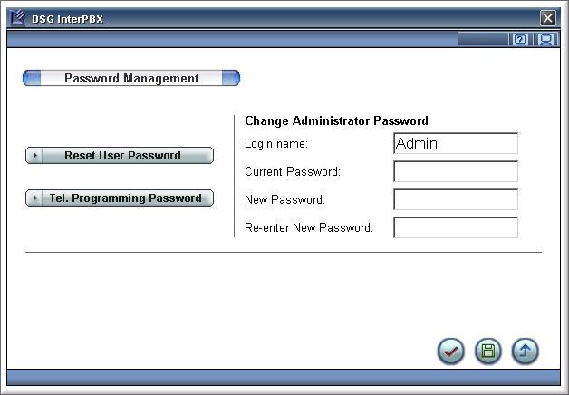 Password Management This section allows the administrator to change Administrator s Login Name and Password and reset User Password to login the InterPBX Administration website.