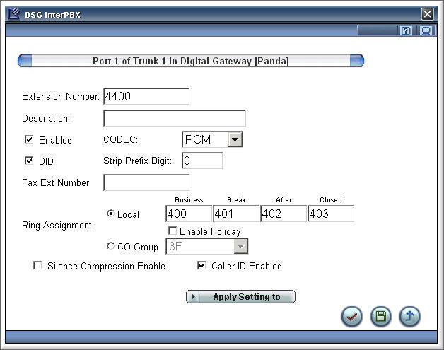 Chapter 4 Gateway Configuration 69 CO Line Index Bass: Input the starting number of the CO line display number.