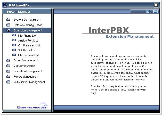 80 Chapter 5 Extension Management Chapter 5 Extension Management This chapter describes the installation and configuration of the various types of extensions supported by InterPBX Communication