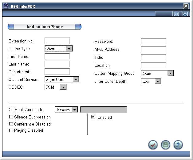 96 Chapter 5 Extension Management extension number and password. From the Phone Type drop down menu, select Virtual. You do not need to set the MAC address.