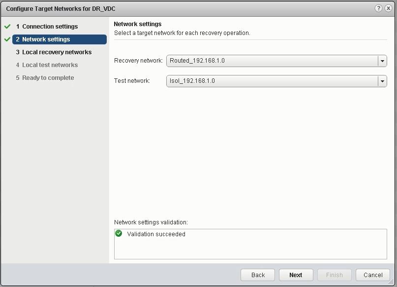 5.5 Network Management During vsphere Replication configuration, tenants select one recovery network and one test network for each Org VDC in the Target Networks Configuration dialog box.