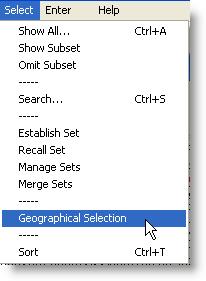 2. Record Selection 2.4 33 Geographical Selection Geographical Selection FirePoint can locate records geographically. Select Geographical Selection from the Select menu. A map will appear.
