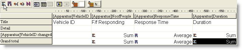 50 FirePoint 8 Documentation Now click on the Sum tool in the upper left of the Quick Report Editor as illustrated above. The Sum tool looks like a capital "E".