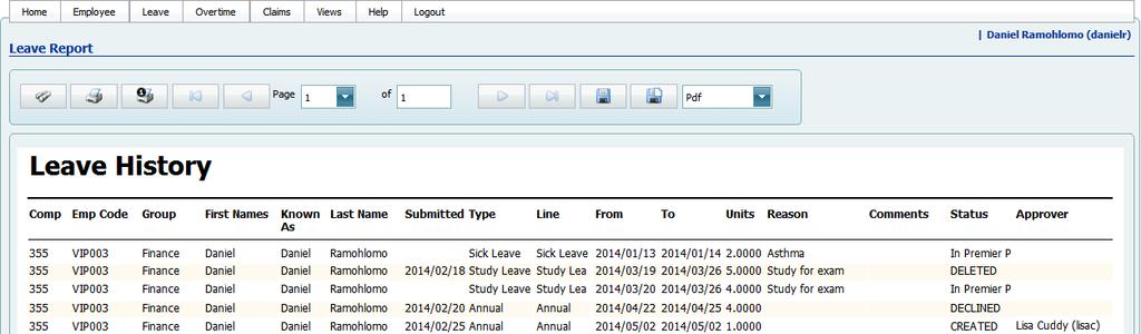 Leave Type: The report can be generated for specific leave types or for all leave types.