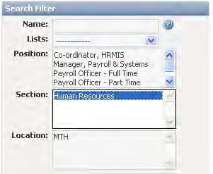 Hold down the Shift key to select & deselect Staff Positions Searching Staff by Section If the