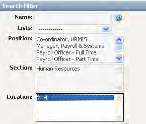 Searching Staff by Location Staff can also be filtered by Campus Location. For example, Mt. Helen Campus.
