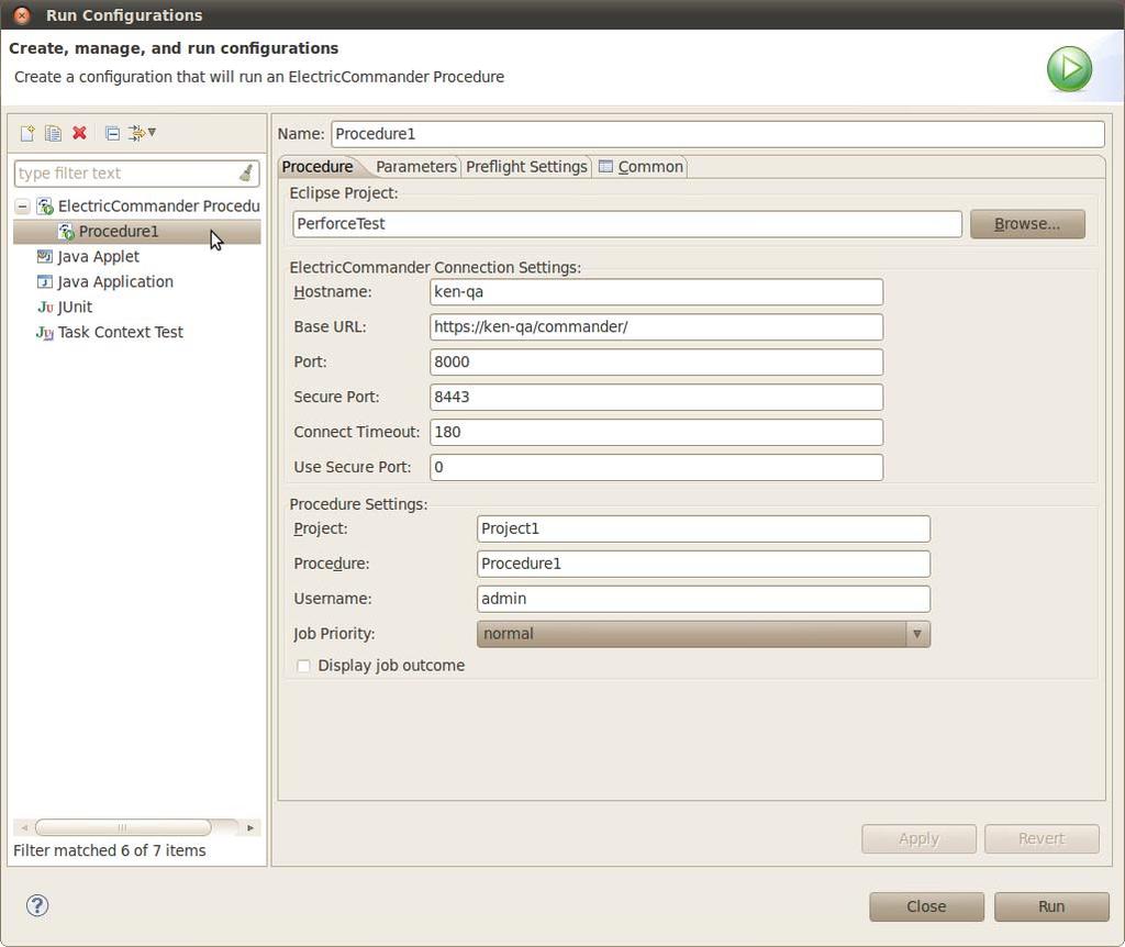 Configuring the Eclipse Plugin. Parameters tab The Parameters tab allows you to supply parameters to pass to the ElectricCommander project specified on the Procedure tab page.