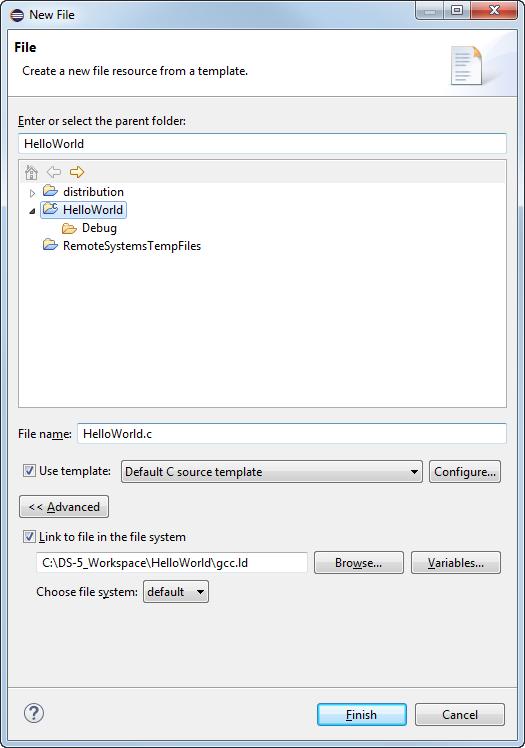 1 Getting started with Eclipse 1.7 Resources Linked file To link an existing file to a project in your workspace instead of copying it, you can use the advanced options of the New File wizard.